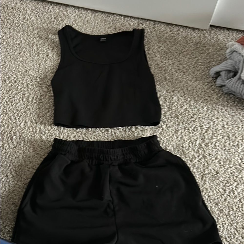 Black Tank Top and Shorts Set